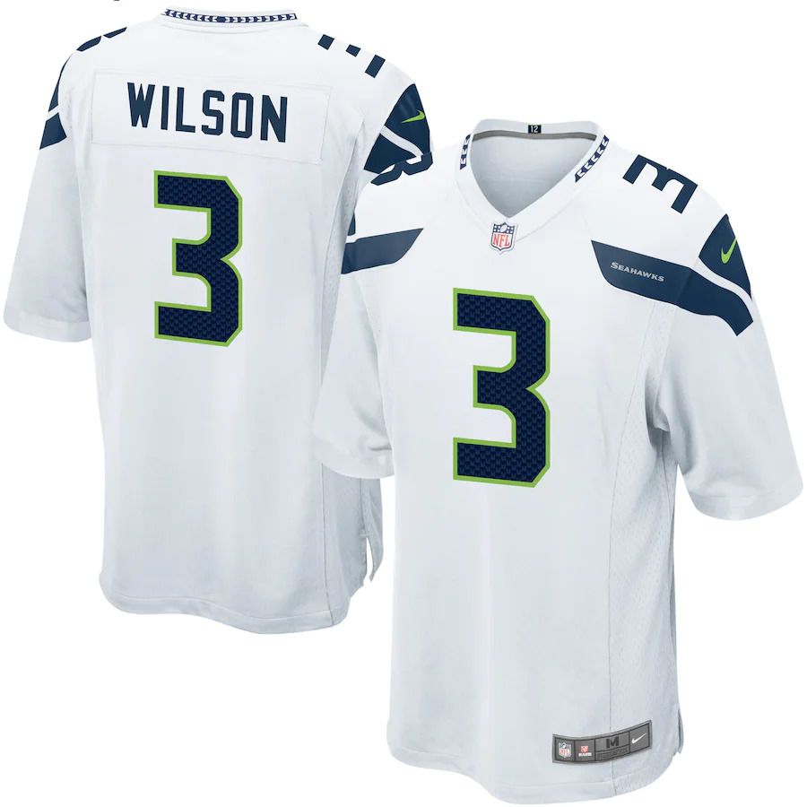 Men Seattle Seahawks #3 Russell Wilson Nike White Game NFL Jersey
